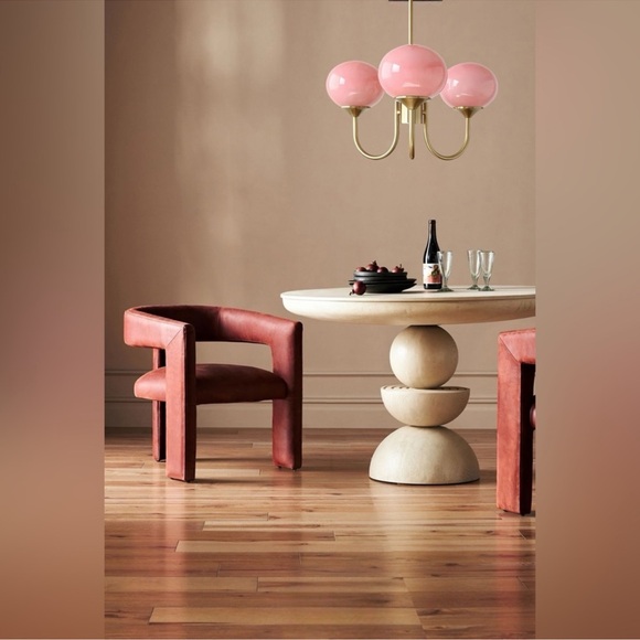 NEW Mid Century Modern Pink & Gold Pendant Light Ceiling Fixture - Picture 3 of 11